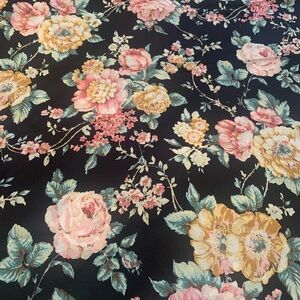 Vintage Floral Black Tablecloth